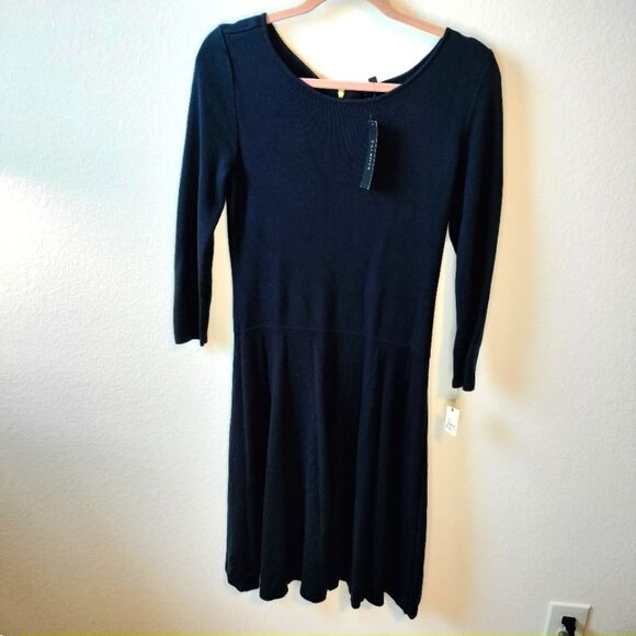 NWT Talbots Blue Long Sleeve Skater Sweater Dress Sz M - Picture 1 of 7